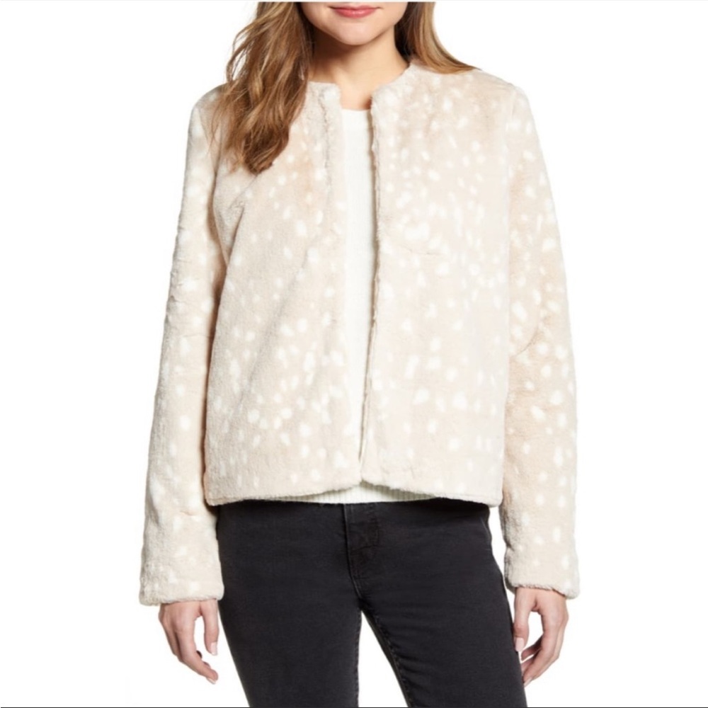 RACHEL PARCELL Print Faux Fur Jacket